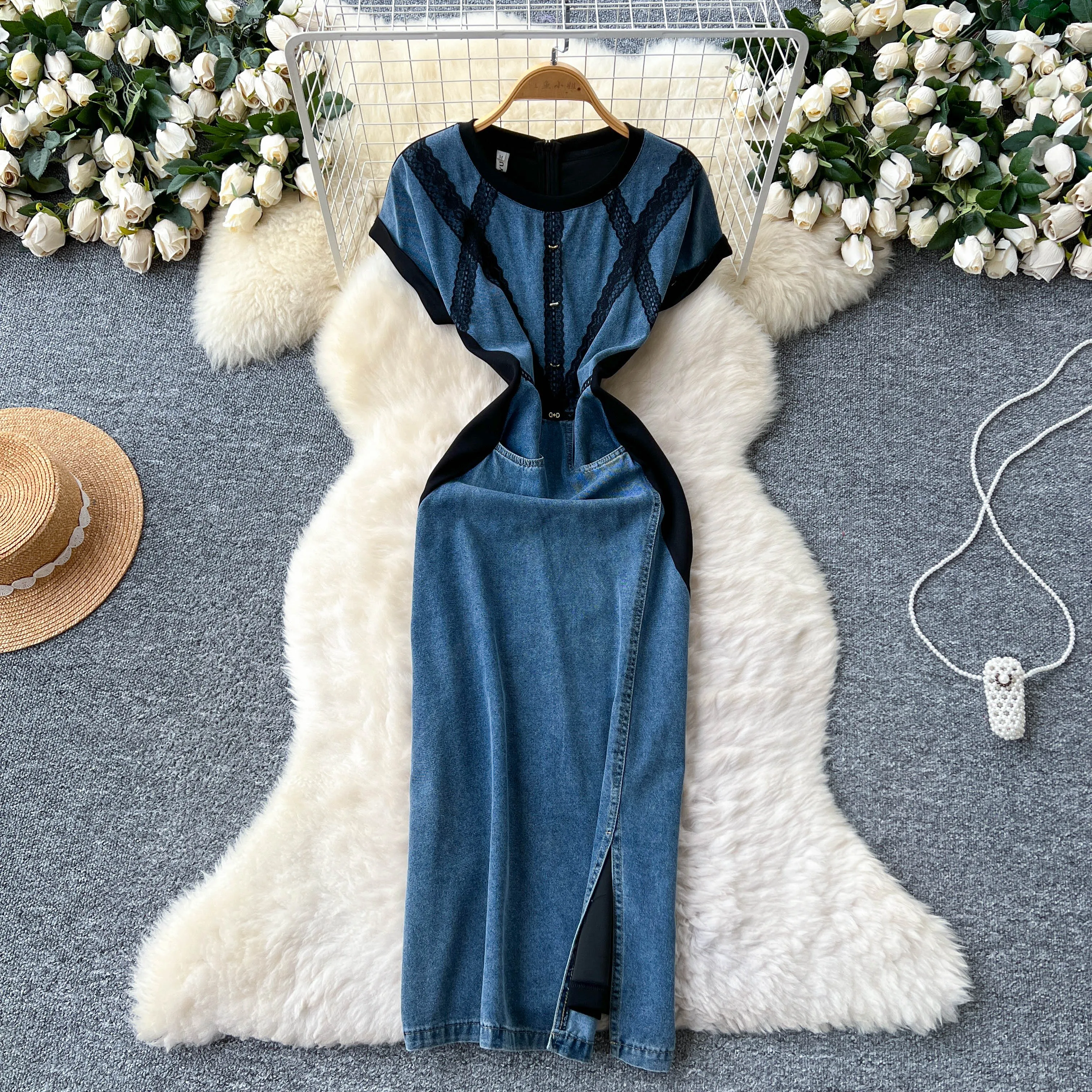 Chic Sexy Fake two-piece lace High Waist Fairy Casual pencil dress Summer  Beach Vestidos Women Party Sundress - AliExpress 200000345