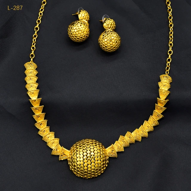 Dubai Indian African Bead Necklace Earrings Jewelry Set For Women 24K Gold Plated Nigeria Bridal Wedding Party Gift Jewellery 5