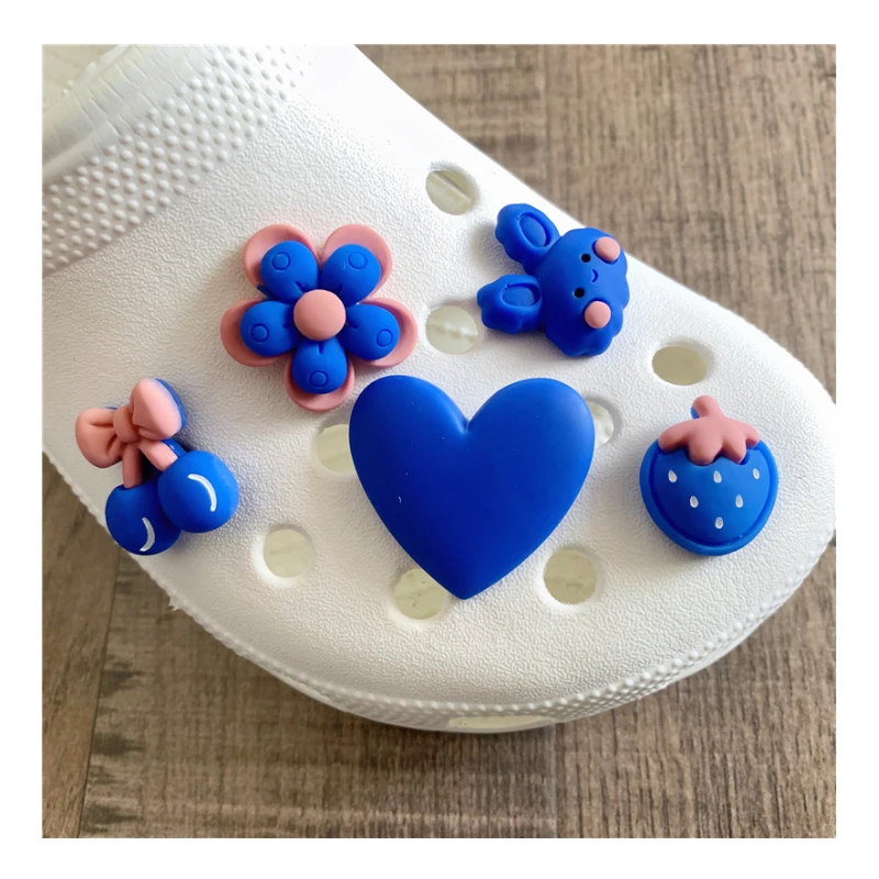 Lovely Blue Bear Set Shoe Charms Accessories Shoe Buckle Cute Water Diamond Chain DIY Shoes Decorations