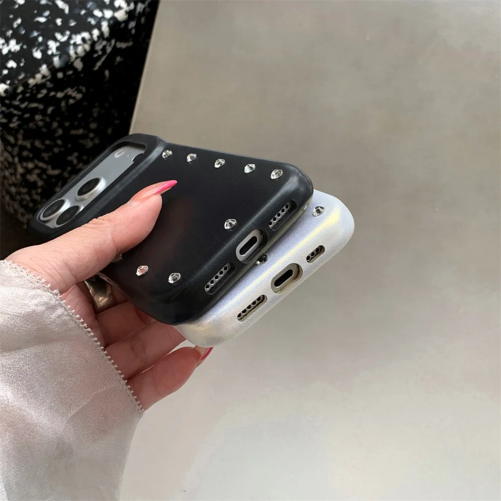 Luxury Rhinestone PU Leather Phone Case with Hybrid PC Protection