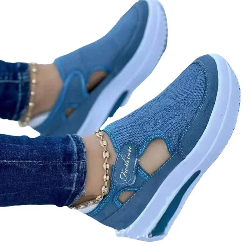 Designer Brand Women Fashion Platform Solid Color Vulcanized Sneakers Woman Casual Breathable Wedge Shoes Ladies Walking Shoes 5