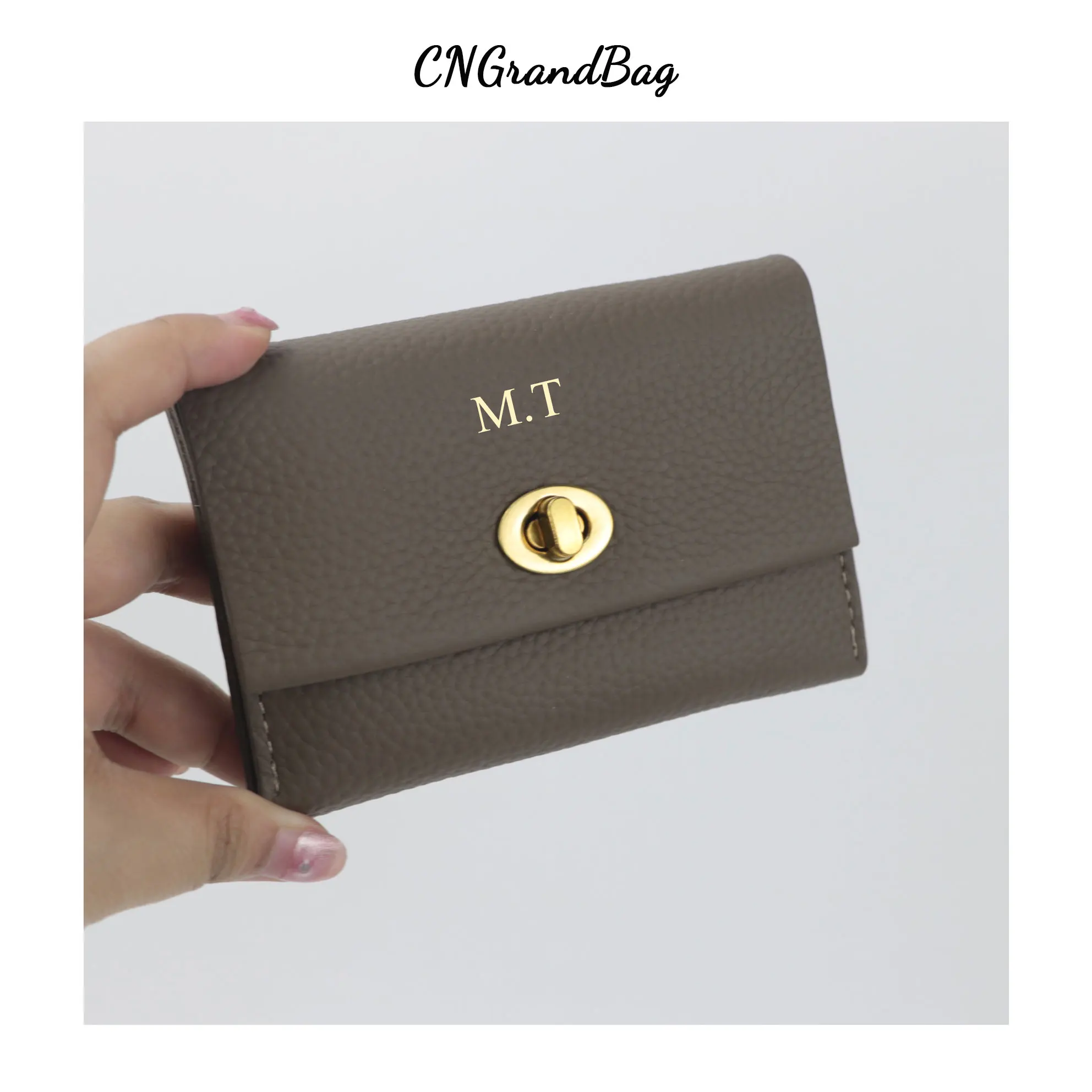 Customized Genuine Leather Retro Cardholder and Lipstick Storage Wallet