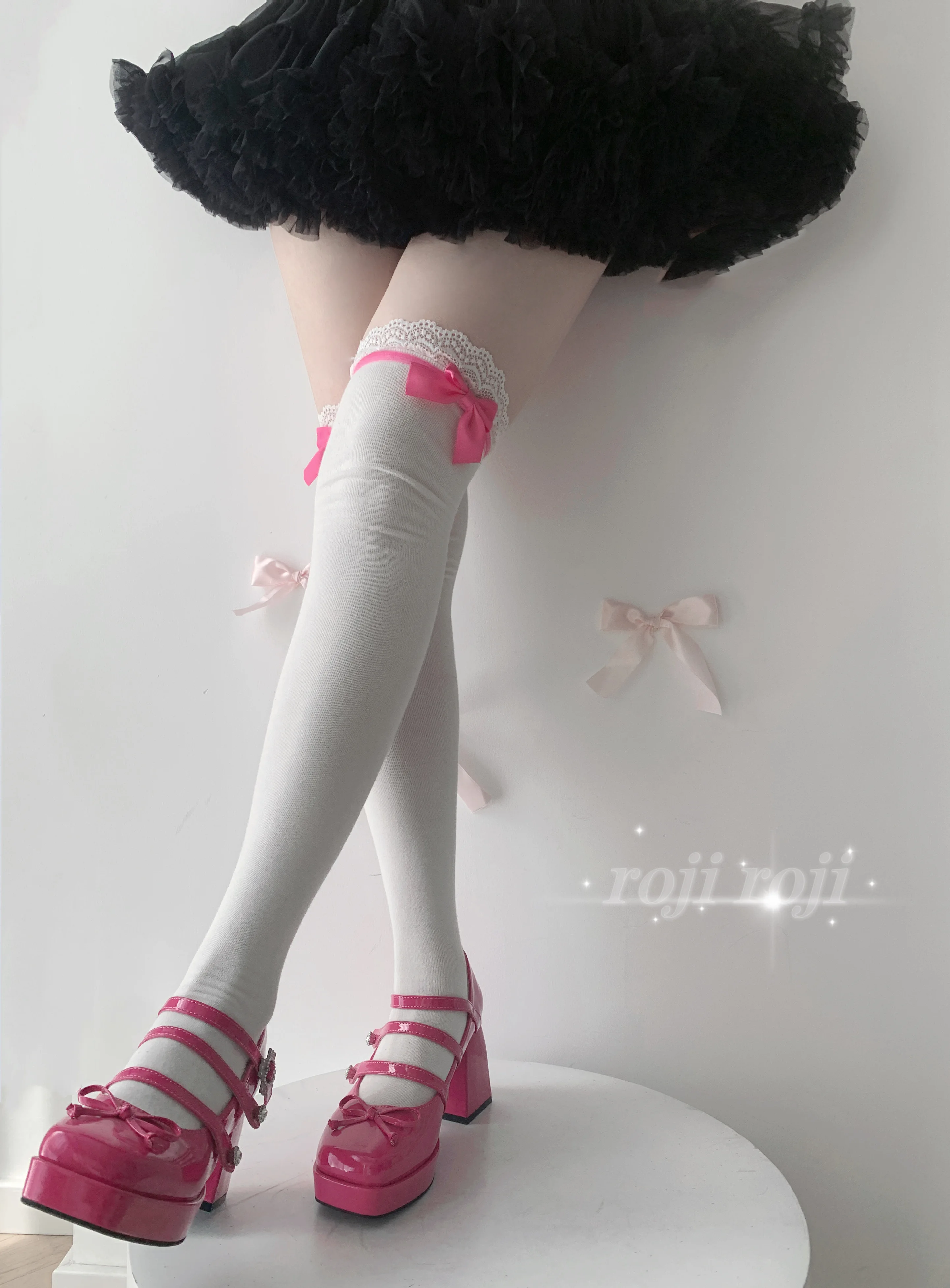 Lolita Long Socks Women Spring Autumn Bow Tube Socks Lolita Lace Cotton Socks Sweet Girls White Leg Warmers Stockings
