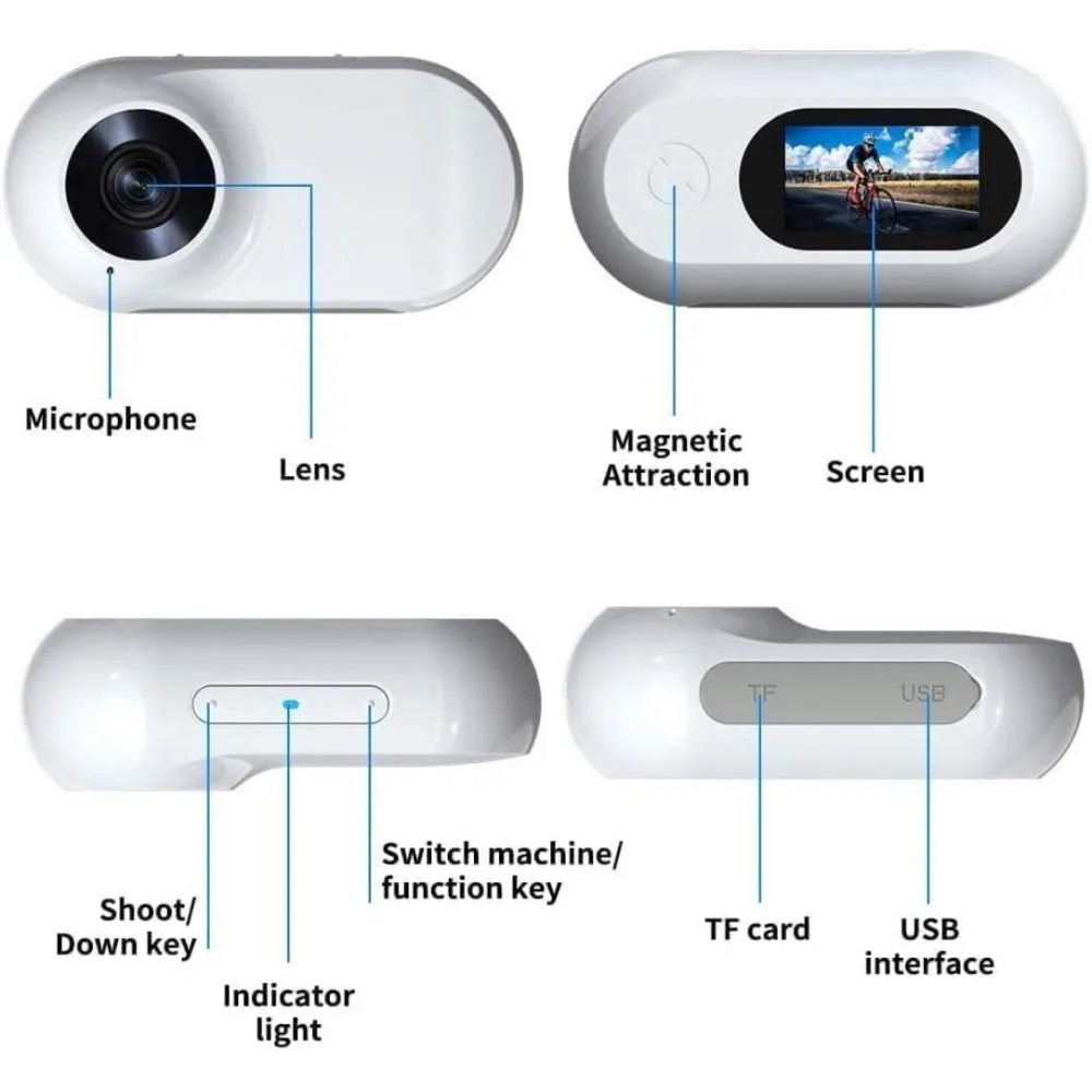 HD 1080P Cat Camera Collar with Video Record Wireless Mini Sport Cam Small Action Body Cameras for Pet Stuff Outdoor/Inoor