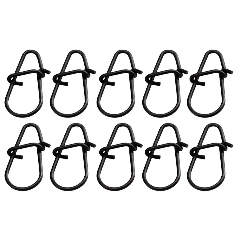 100PCS Portable Matte black Line tackle Durable Fast lock Connector Oval Split Rings Fishing Hanging Snap Barrel Swivel