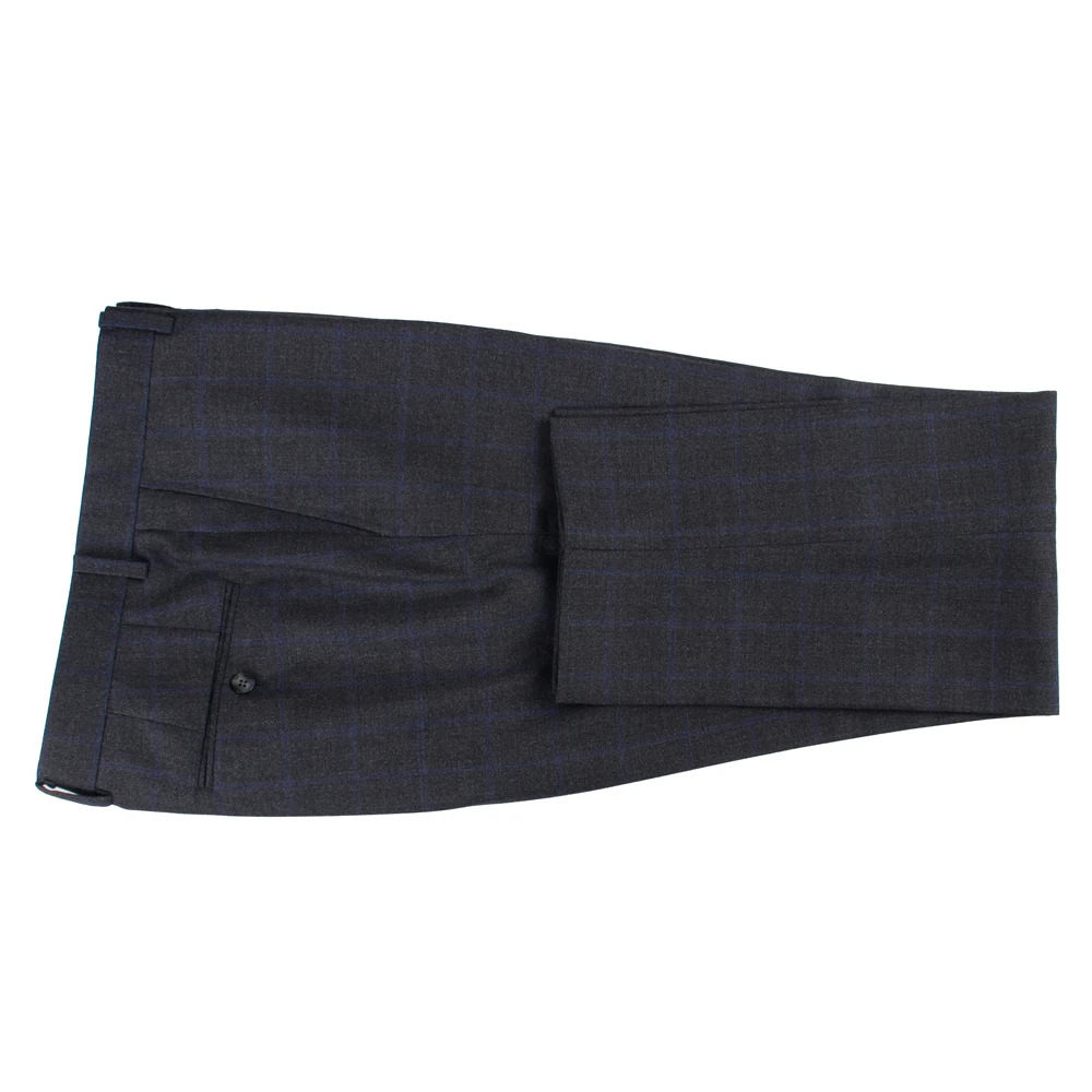 2025 Spring Fashion Luxury 100% Wool Super 120 Pure Wool Flannel Suits Tailor Made Suits Dark Gray Plaid Suits Custom Made Suits