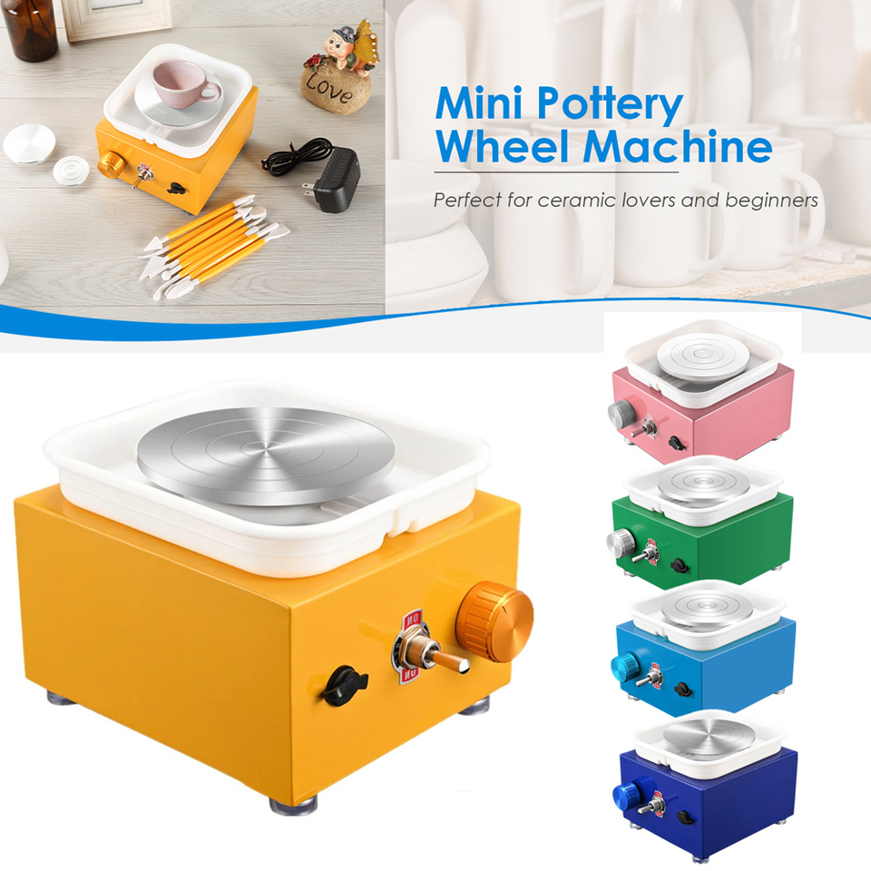 Electric Pottery Wheel Machine, Mini Pottery Forming Machine, Pottery Machine with Clay Sculpting Tools, 10CM Pottery Turntable