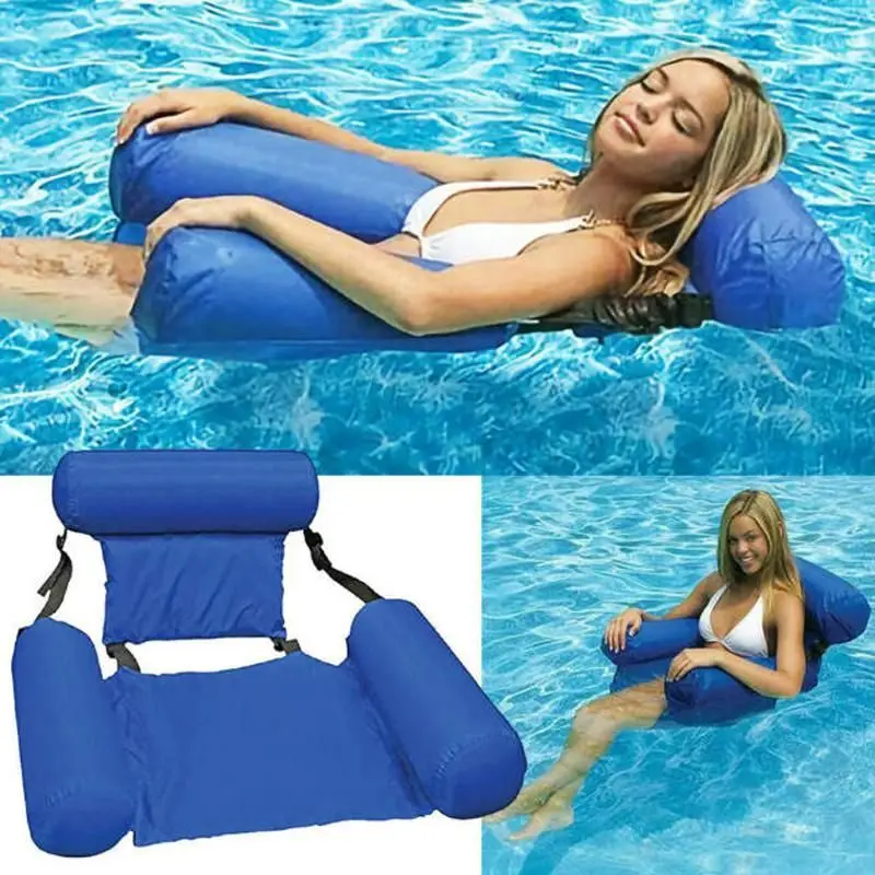 UK ✅Blue Inflatable Floating Water Hammock Float Pool Swimming Chair Beach Bed 