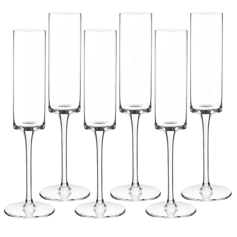 

6-Piece Acrylic Transparent Champagne Flute Disposable Acrylic Champagne Glasses