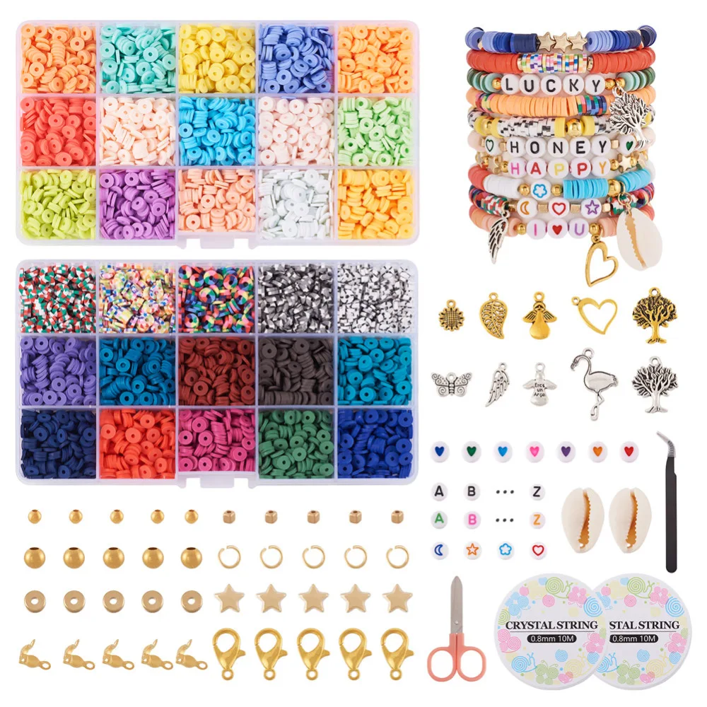 Kit Beads Bracelets Necklaces  Bracelet Making Kit Clay Beads - 10mm Beads  Diy - Aliexpress