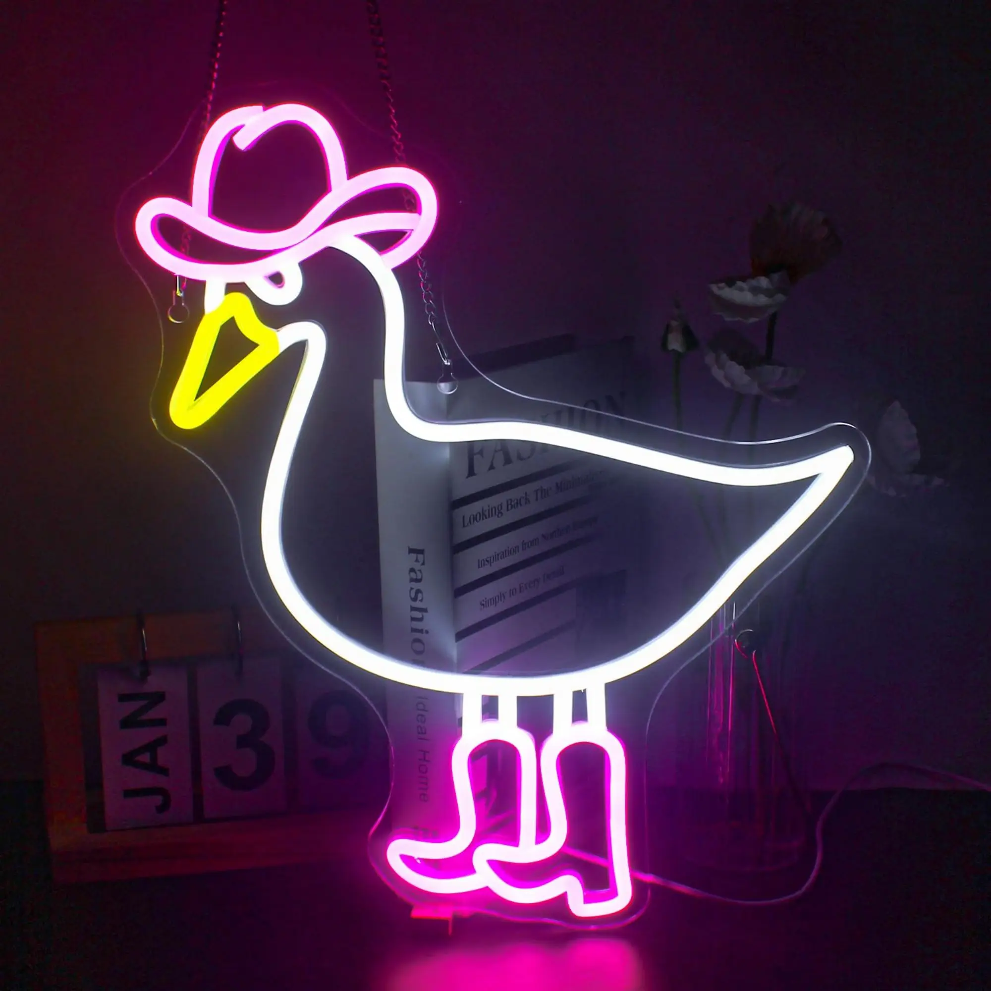 

Cowboy Duck Sign for Wall Decor USB LED Neon Light Sign for Teens Man Cave Bedroom Game Room Decor Gift for Gamer Night Light