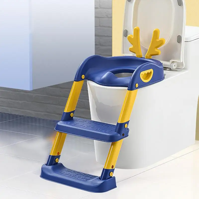 Children's Step Toilet Seat Ring Baby Boys And Girls Toilet Folding Stand Step Stool Ladder Bathroom Accessories Safe Potties 2