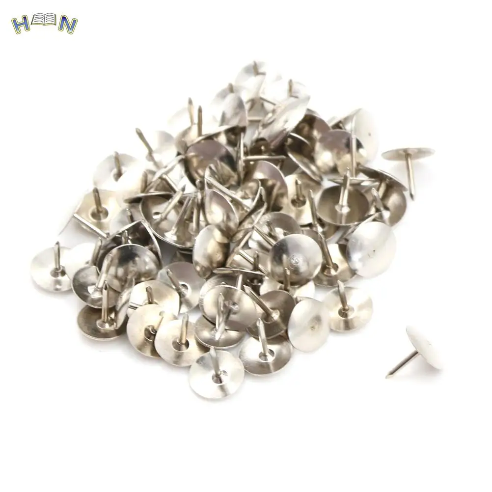 

80Pcs Silver Tone Corkboard Photo Push Pins Thumb Tacks Wholesale