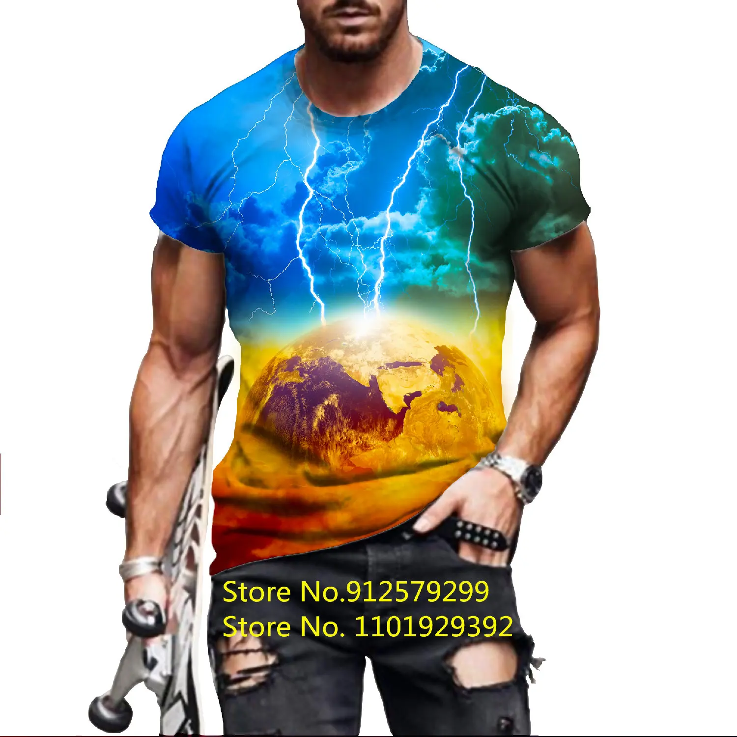 

2022 New Fashion Lightning 3d T Shirt Men/Women Casual Round Neck Short Sleeve Sports T-shirt