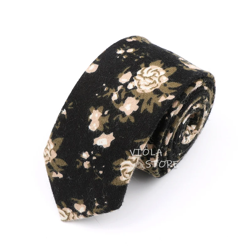 Neck Tie Vintage Floral Striped Cartoon 100% Cotton Tie 6cm Skinny Men Fashion Green Navy Black Wedding Party Suit Cravat Gift Accessory