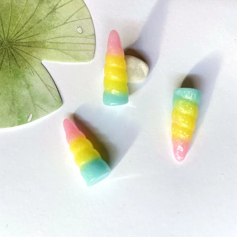 Resin Crafts Accessories 30Pcs/lots 3D 10*24mm Rainbow Gold Unicorn Corn Colorful Resin DIY Crafts Home Decorations Accessories Appliques Supply