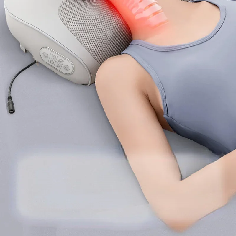 Electric Neck and Back 2 IN 1 Massage Pillow Lumbar Massager Waist Kneading Massage Cushion Shiatsu Head Shoulder Masajeador