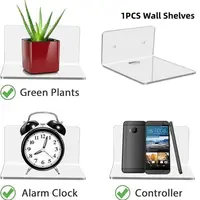 1pcs Wall Shelves  Acrylic Floating Shelves Small Clear Shelf Display Ledges Adhesive Hanging Shelves for Smart Speaker Action 1