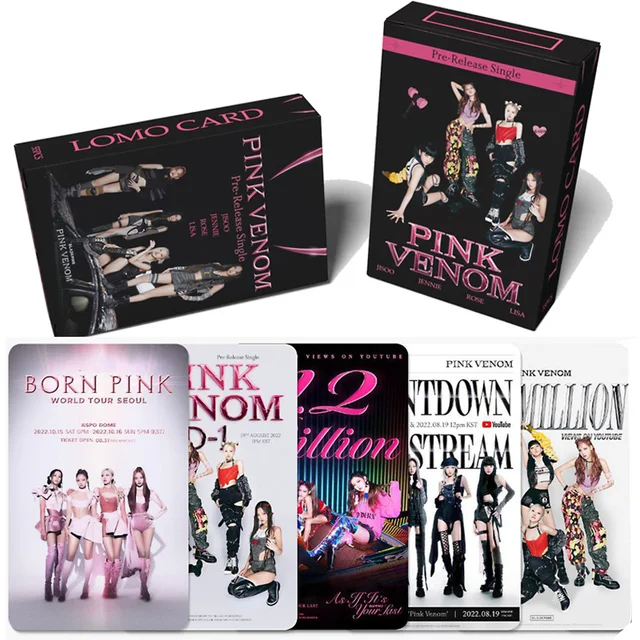 54Pcs/Set Kpop Photocards Jennie Lisa Kétszer Newjeans Txt Lomo Kártyák Új Fotóalbum Született Rózsaszín Venom K Pop Kiegészítők - Image 2