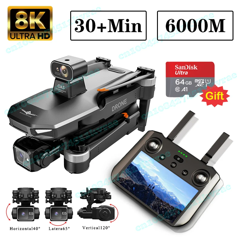 Vlog HD Aerial Drone KF104 Pro Max 3-axis Gimbal Anti-shake 8K Camera 5G Digital Image Transmission Dron LCD Screen RC Drone