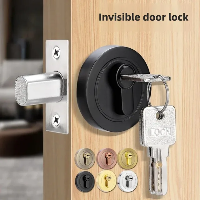 ชุดล็อคประตูไม้แบบซ่อน  แบบด้านเดียวและสองด้าน  สำหรับห้องนอนและทางเดิน  ล็อคเสริมเพื่อความปลอดภัยและความเป็นส่วนตัวในบ้าน 1