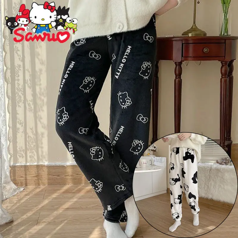 Hello Kitty Flanellen Pyjamabroek Vrouwen Warm Wollen Fleece Verdikte En Fleece Warm Casual Thuis Broek Broek _ - AliExpress Mobile