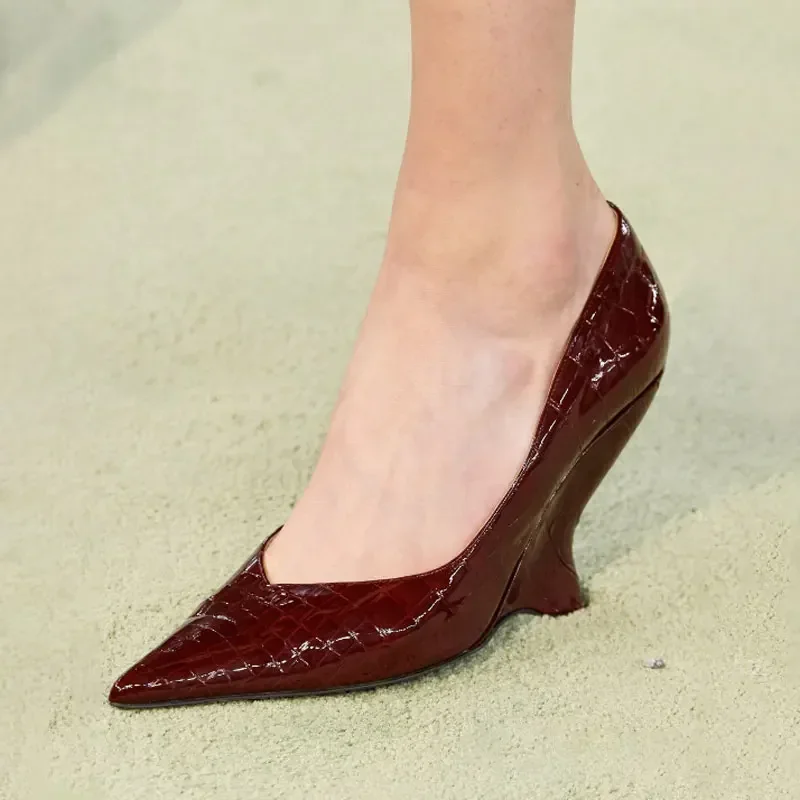 2024Women's Summer New High Heel Thick Sole Sandals Shaped Heel Shallow Mouth Pointed Fashion Sexy Women's 44 Plus Size Shoes 6