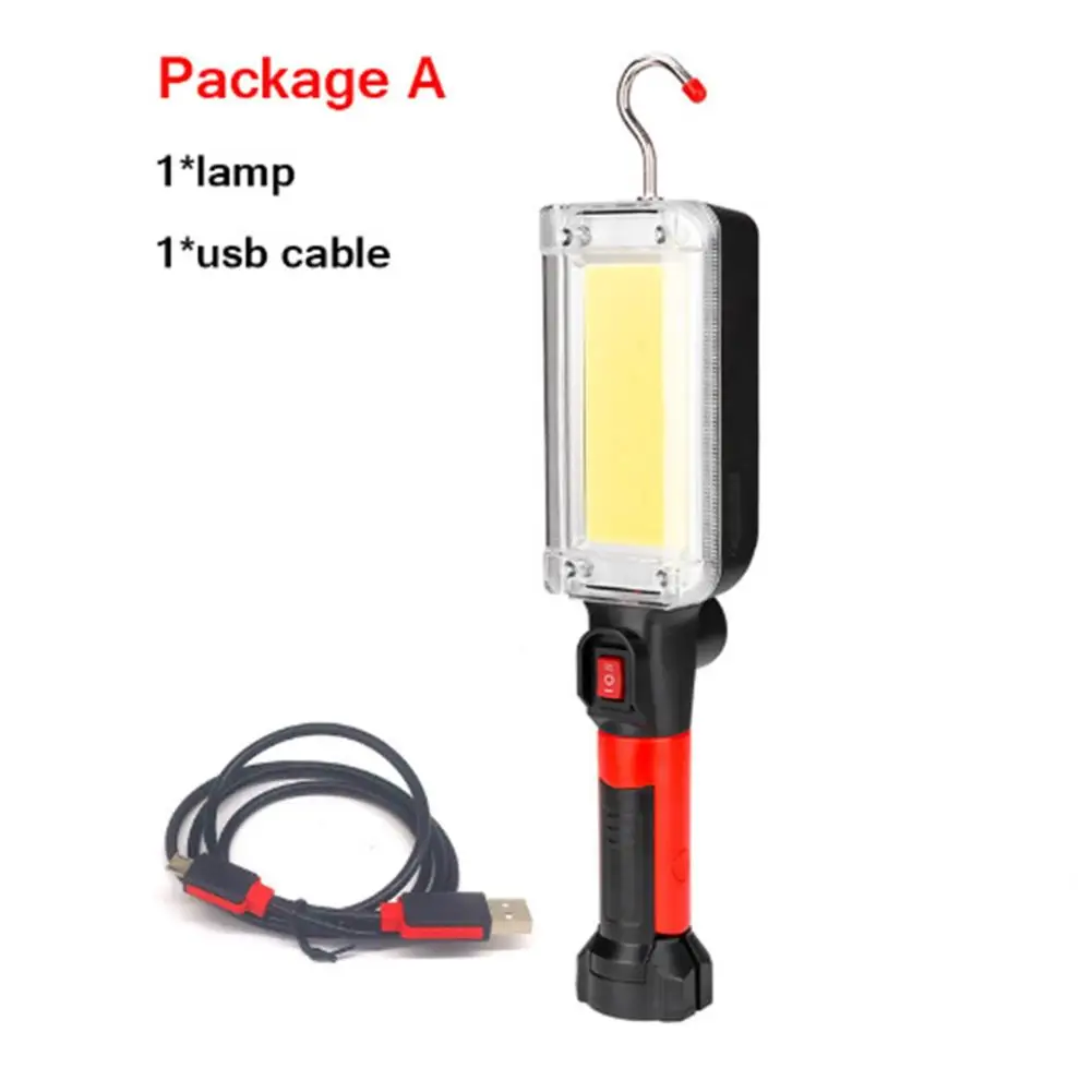 D2 LED 작업등 강력한 휴대용 랜턴 후크 자석 캠핑 램프, COB USB 충전식 18650 손전등, 방수 토치 작업 ...