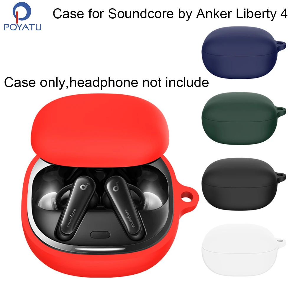 

Силиконовый чехол POYATU A3953 для Anker Soundcore Liberty 4, защитные аксессуары для всего корпуса, моющийся Пыленепроницаемый Чехол