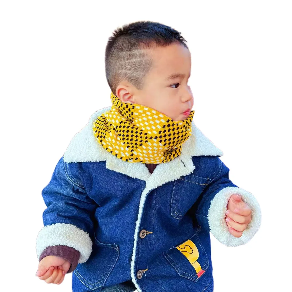 심플하고 따뜻한 어린이 겨울 스카프 두꺼운 방풍 니트 스카프 한국 귀여운 목도리  소년 소녀용