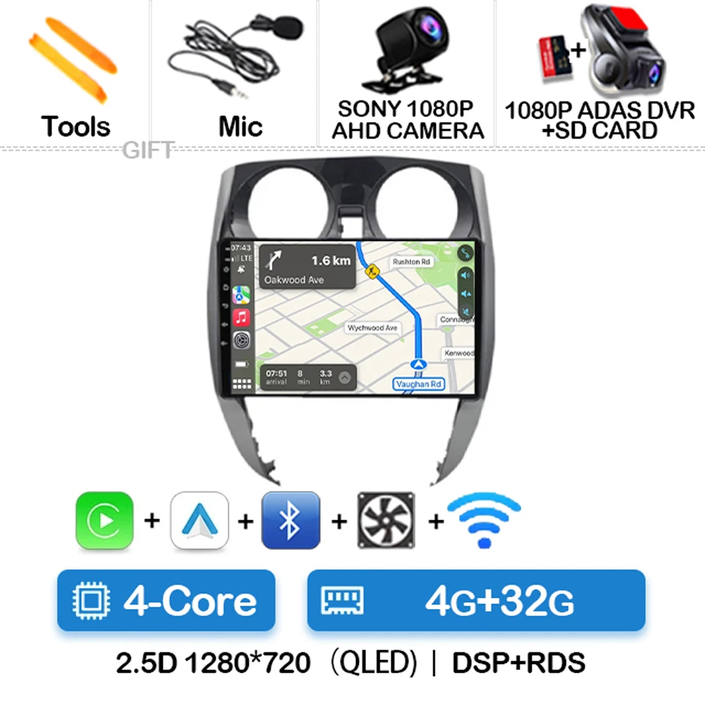 thumbnail image 1 of Radio para coche Android 14 para Nissan Note 2 E12 2012-2021 Reproductor de vídeo estéreo multimedia Navegación GPS Auto Carplay 4G WIFI QLED, 1 of 5