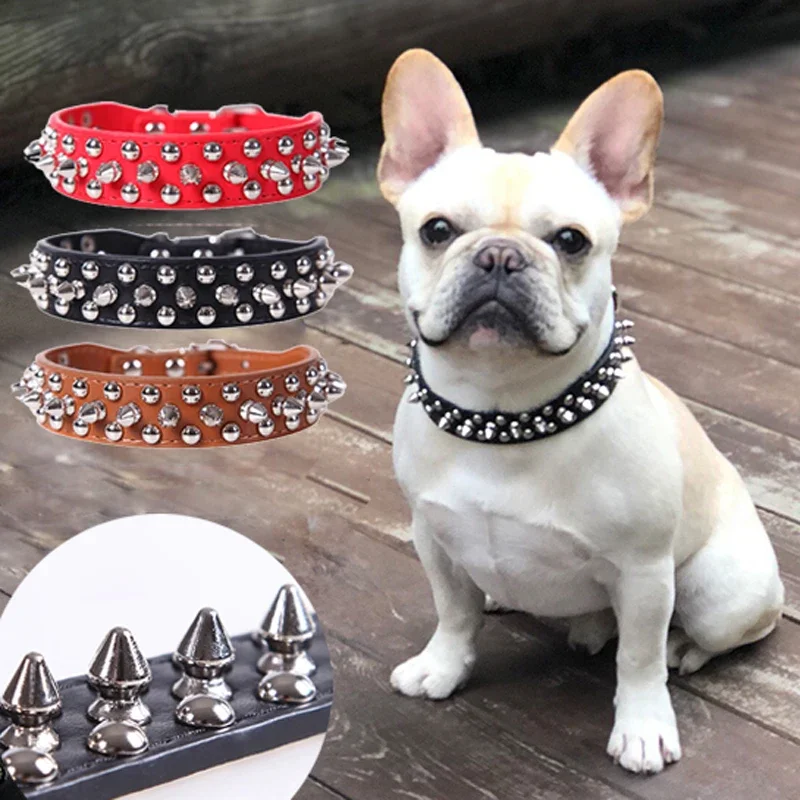 Adjustable Leather Pet Dog collar Neck Strap Supplies PU Leather Punk Rivet Spiked Dog Collar Pet Collars For Small Dog Cat Adjustable Leather Pet Dog collar Neck Strap Supplies PU Leather Punk Rivet Spiked Dog Collar Pet Collars For Small Dog Cat