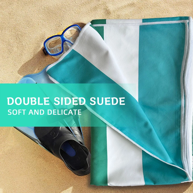 1개입 줄무늬 수영용 비치 타월, 스포츠 매트로도 사용 가능하며, 흡수성, 부드러움, 속건성, 내구성이 뛰어납니다.