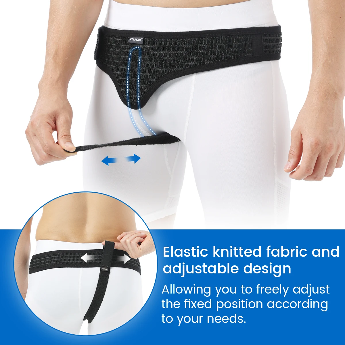 VELPEAU Hernia Belt Truss for Single Inguinal and Pain Relief Sport Hernia Support Adjustable Recovery Strap for Men and Women 4