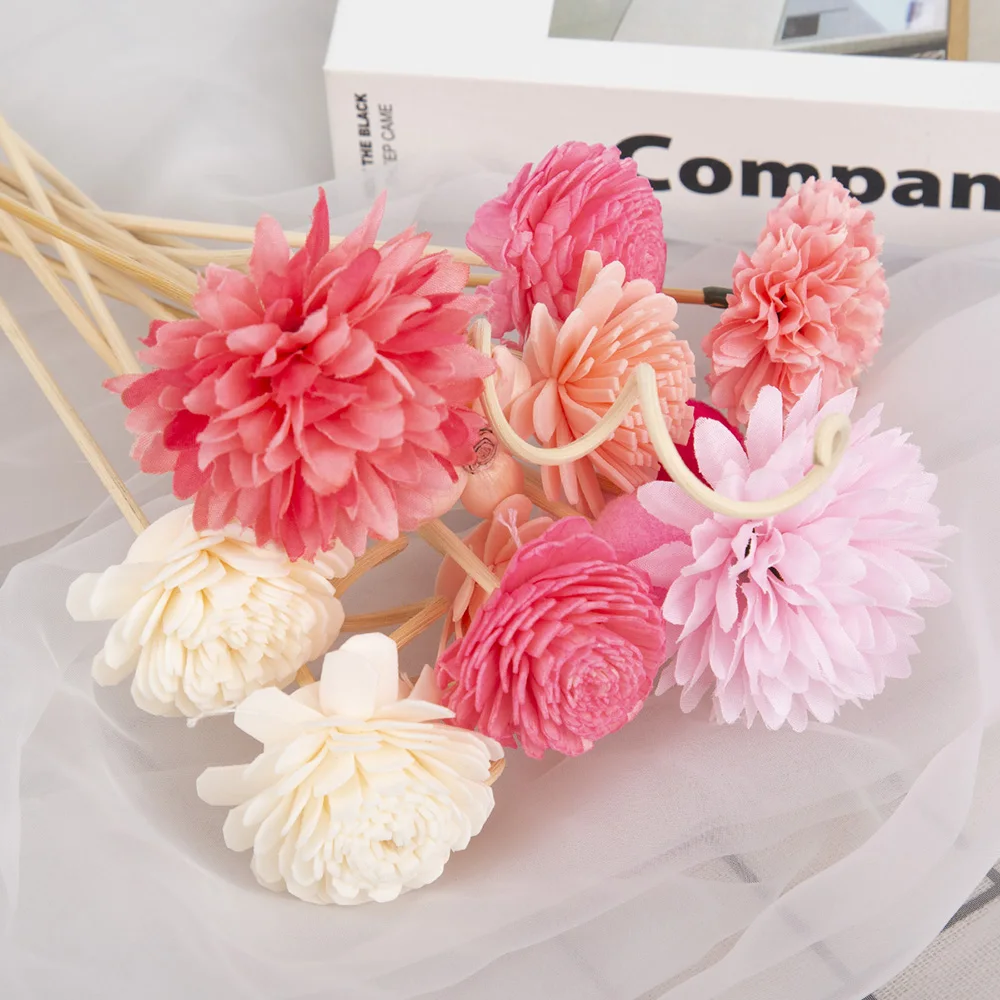 15PCS Pink Series Flower Rattan Sticks Fireless Fragrances Reed Diffuser Stick Diy Ornaments Home Decor for reed diffuser refill sticks