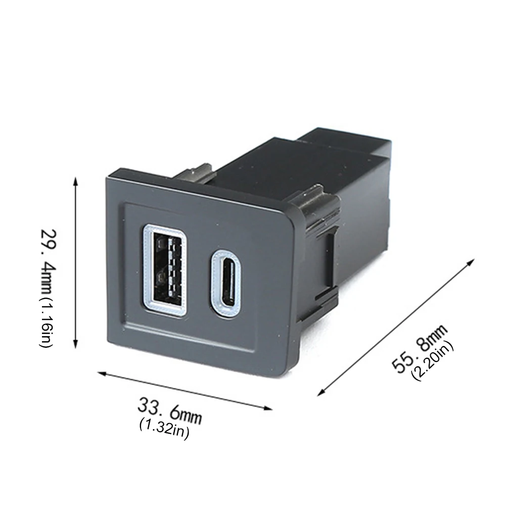 Dual USB Car Charger Socket PD+QC3.0 Fast Charger Socket Outlet Phone Charge Power Adapter Outlet for VW Multivan T5 03-15