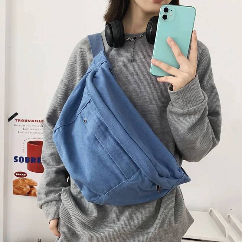Fashion Trend Waist Bags Ladies Canvas Waist packs Phone Pack Street Hip hop Belt Bags Large capacity Unisex Crossbody Chest Bag waist bag chest bag crossbody bag