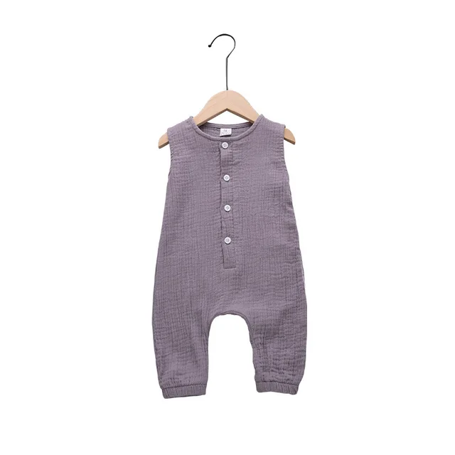 Summer Newborn Infant Baby Boys Girls Rompers Jumpsuits Playsuits Onepiece Cotton Linen Muslin Sleeveless Toddler Baby Clothing 3