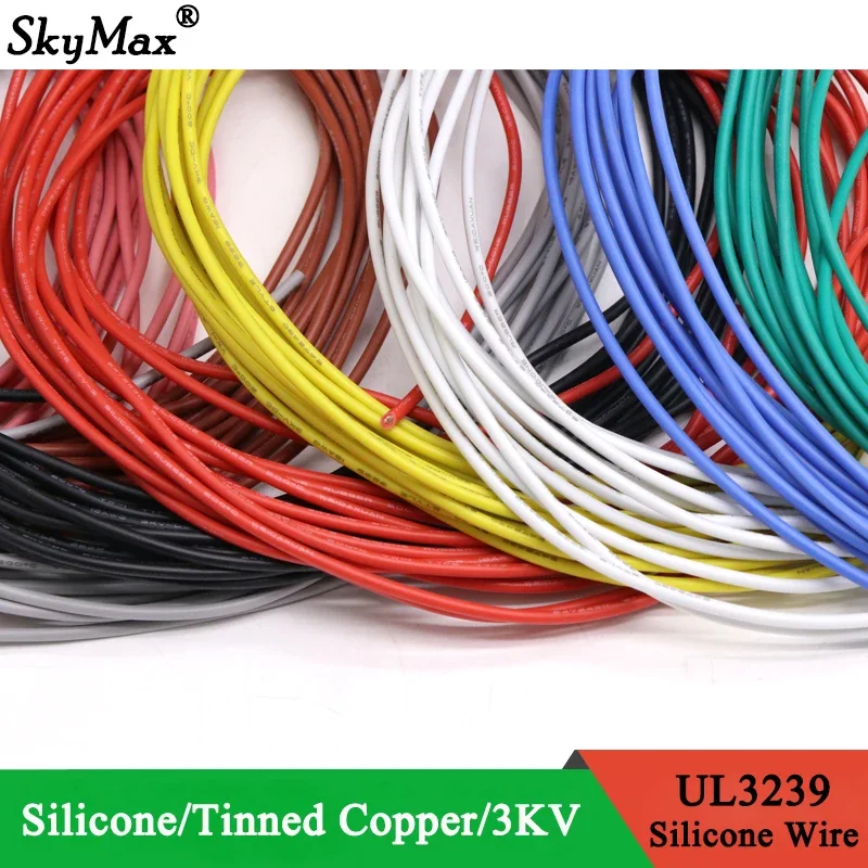Copper Wire 2M/5M UL3239 Silicone Insulated Tinned 8-30 AWG 3KV DIY LED Cable