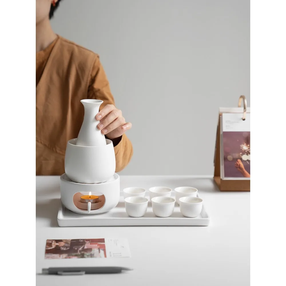 

Chinese style lukewarm kettle set sake ceramic candle stove small wine cup wine separating kettle heat preservation heating yell