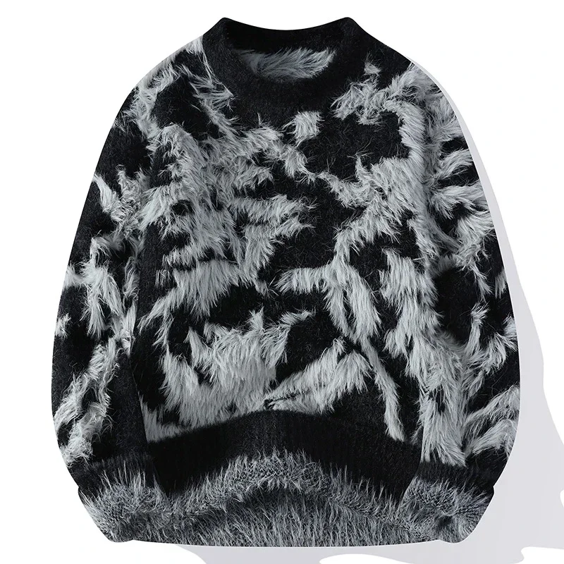 thumbnail image 1 of Suéter de cachemira de visón de lujo de alta gama para otoño e invierno de 2024, jersey de diseño de moda para hombre, jersey de Navidad suave y cálido para hombre, 1 of 4