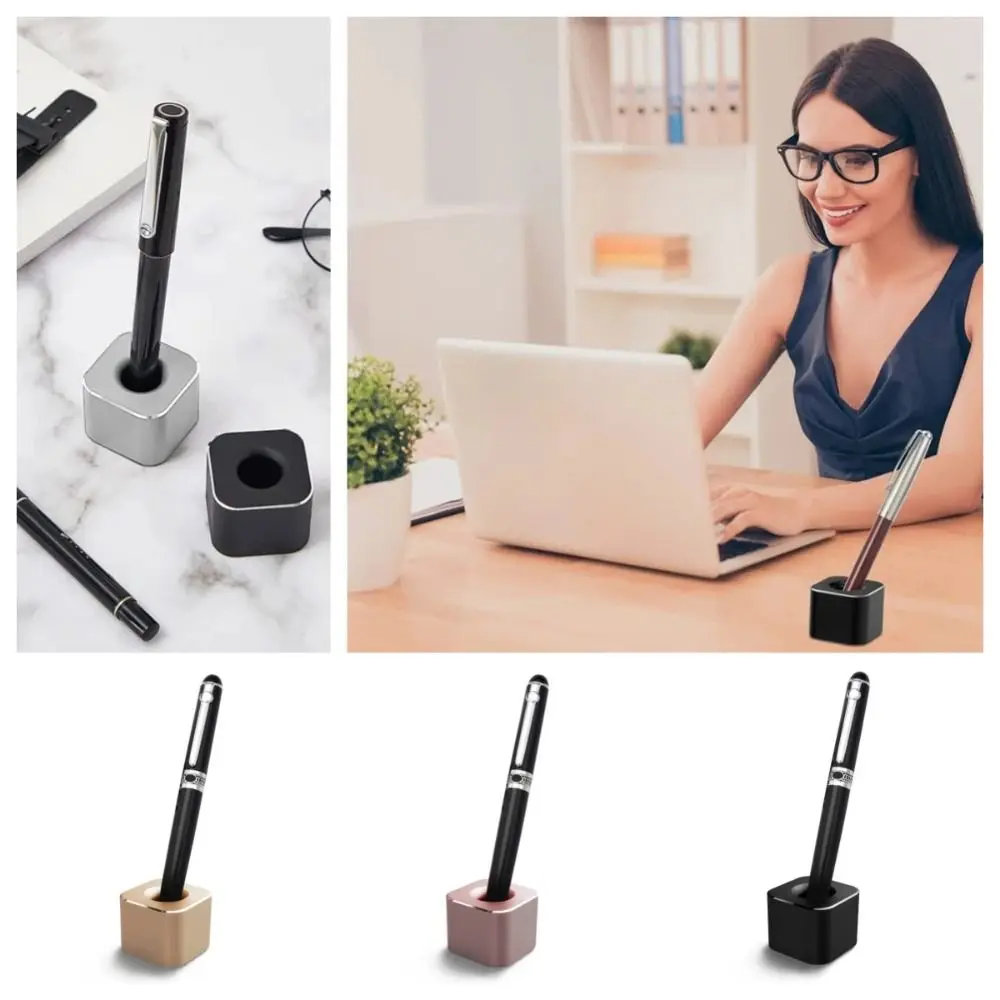 

Aluminum Alloy Pen Holder Fashion Square Pencil Storage Stand Classic Multifunctional CEO Pen Organizer