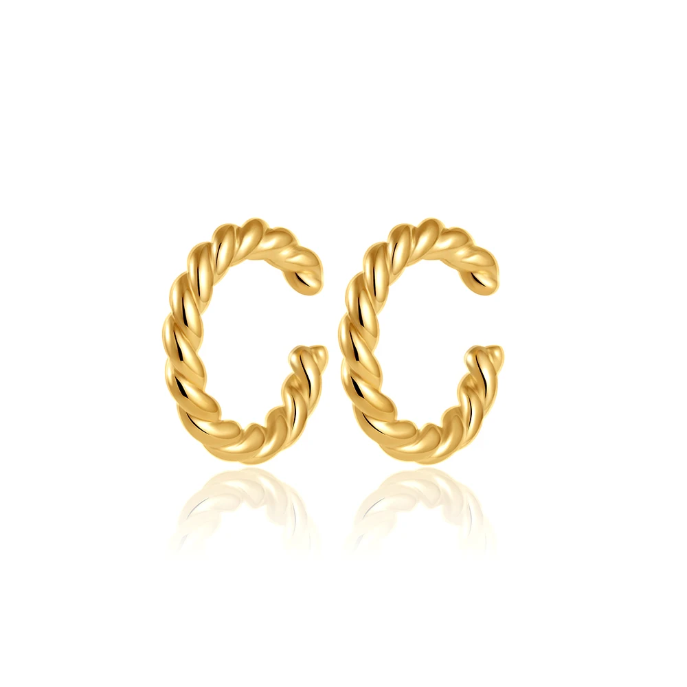 Minimalist Twisted CC No Piercing Earclips Gold Color Small Circle Clip Earrings Ear Cartilage Cuff for Women Girls Adult Gift