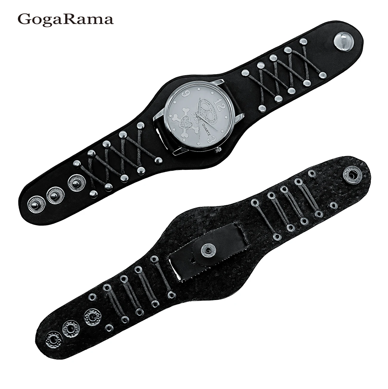Fashion Brands Leather Strap Skull Quartz Punk Wrist Watch for Men&Women Birthday Christmas Halloween Good Gift 4