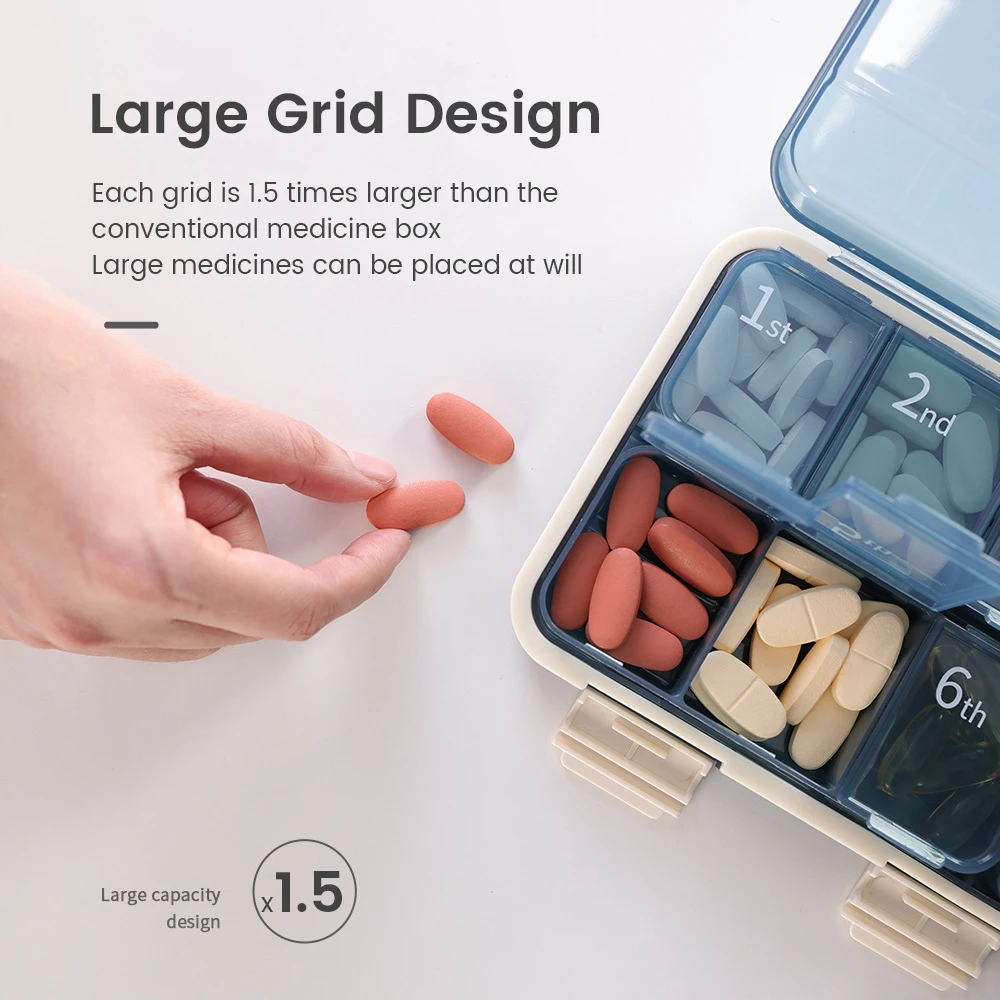 7 Days Portable Pill Box Large Capacity Weekly Pill Case Plastic Square Tablets Organizer Small Mini Travel Medicine Storage Box