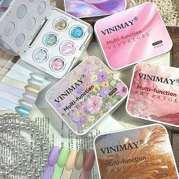 Set di Smalti Gel per Unghie con Effetto Cuscino d'Aria, 6 Colori, Smalto Pittorico, Colla per Unghie, Gel UV Soak Off, Effetto Sfumato