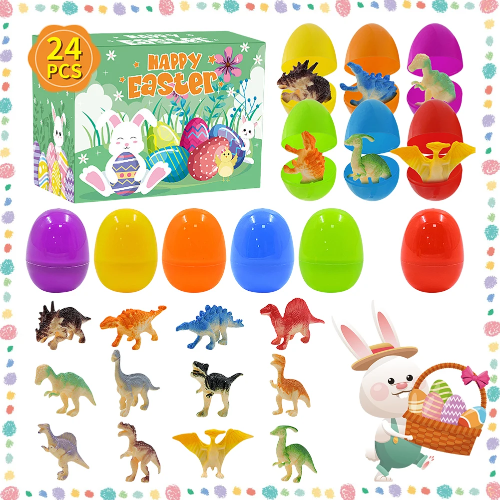 Plastic Easter Eggs with Dinosaur Toys for Kids