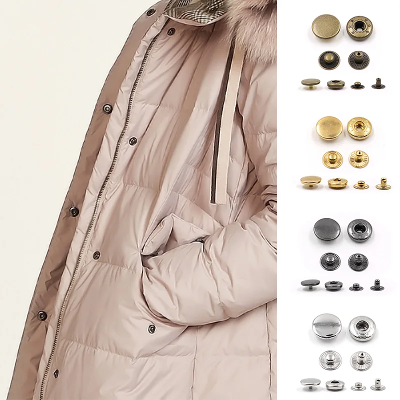 10Set 10/12/15/17/20mm Metal Press Studs Sewing Button Snap Button Fasteners Sewing Leather Craft Clothes Bags Garment 2