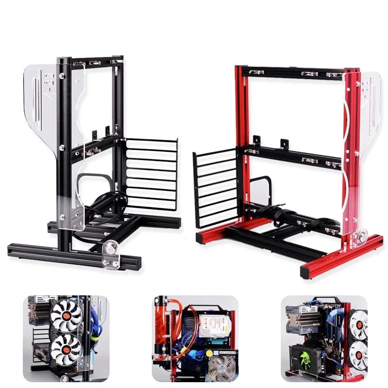 Pc-Jmk5 Staffa Per Telaio Per Computer Fai-Da-Te Telaio Per Telaio Da Gioco Verticale Portatile Rack Per Case In Alluminio Raffreddato Ad Acqua Aperto