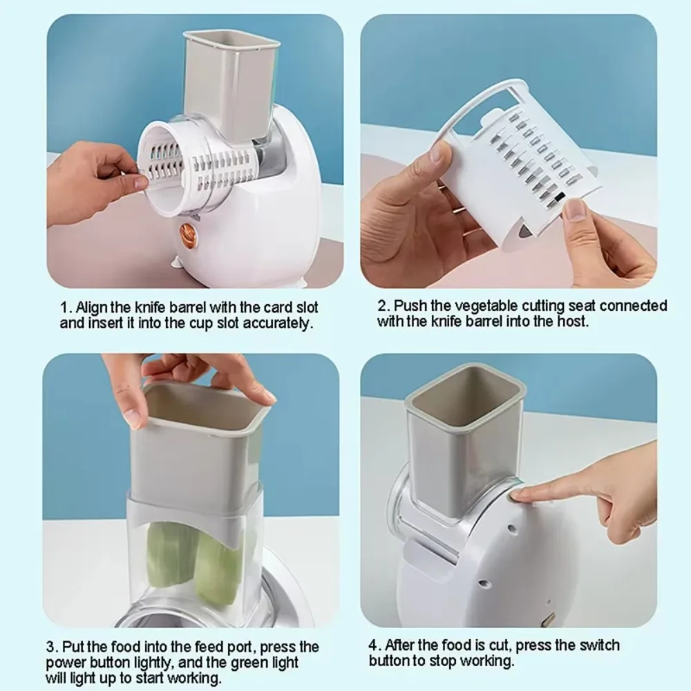 Automatic Electric Rotary Vegetable Shredder Effort-saving Cordless Cheese Grater Efficient Vegetable Slicer Restaurant